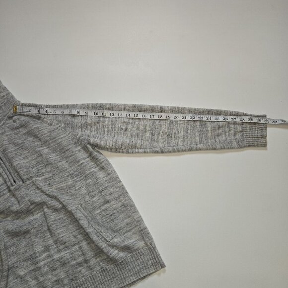 L.O.G.G. by H&M Grey White Denim Color Knit Womens 1/4 Zip Hoodie Kangaroo Large - Picture 8 of 8
